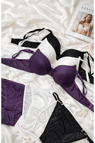 MILANOFOX Σετ 3 τεμαχίων Premium ριγέ σουτιέν με επένδυση και ρυθμιζόμενο εσώ...