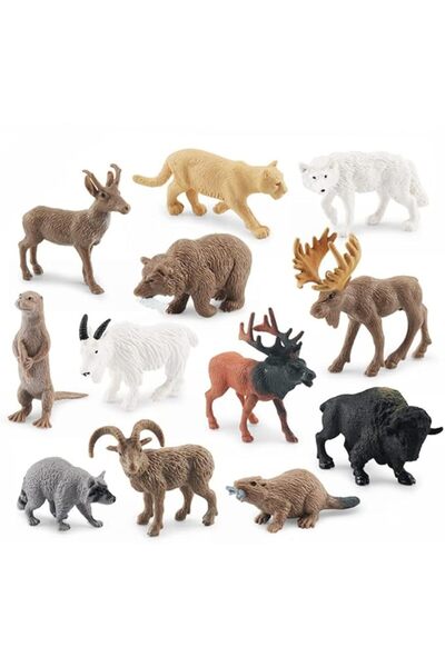 Generic North American Animal Figurines Set, 12 Pieces