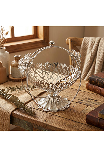 Hinora Taşlı Papatya Model Ayak Halkalı Meyvelik 25cm