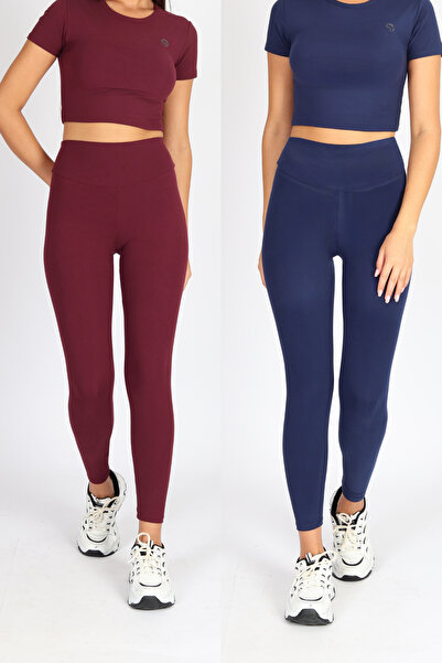 Softandbasic طماق نسائي مكون من قطعتين بقصة ضيقة يبرز انحناءات الجسم وقماش مر...