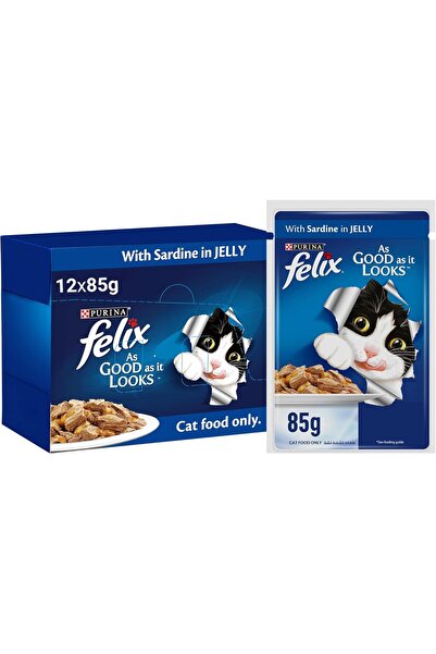 Felix Cat Food with Sardines in Jelly, 85g, Pack of 12