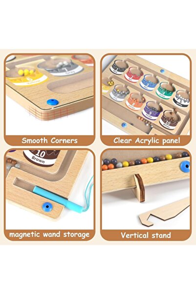 DMG TECH Colorful Magnetic Maze and Numbers Montessori Wooden Activity Puzzle