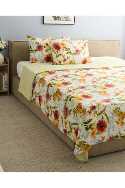 REDTAG Brown 2 Piece Floral Printed Duvet Cover (Single Size)
