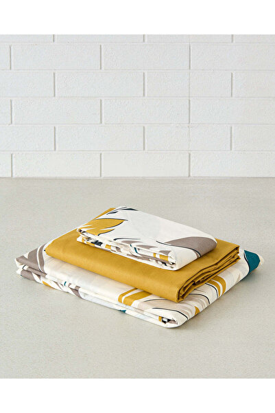 REDTAG Yellow 4 Piece Printed Quilt Set (Double Size)