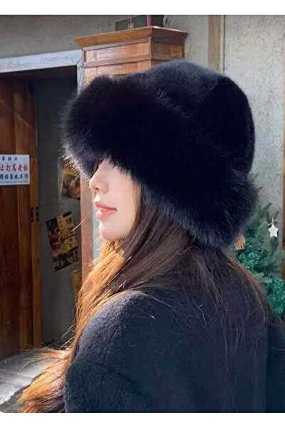 evimmabedim Kadın Şapkası Kışlık Kürk Görünümlü Lüks Kadın Şapkası