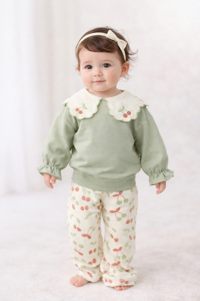 STRAWBABY طقم علوي وسفلي للفتيات الصغيرات واسع الأرجل