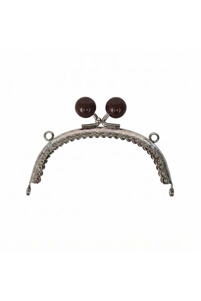 Ritzz Poșetă metalică Pearl Bursu 10 CM - Argintiu / Perla maro