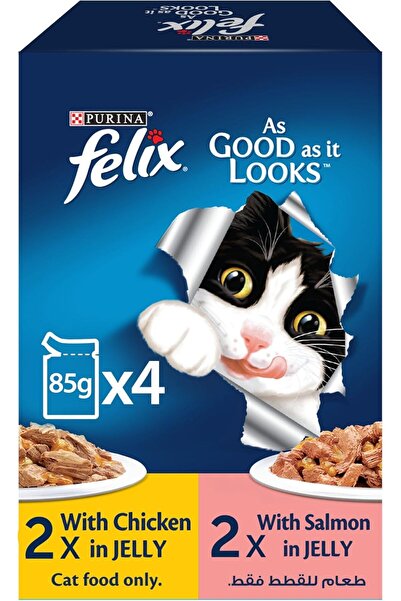 Felix Purina Wet Cat Food with Chicken + Salmon - 4 x 85 grams