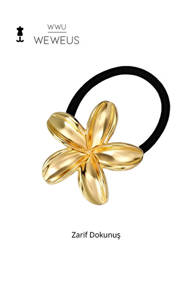 Weweus Γυναικεία χρυσή αγκράφα με λαμπερό λουλούδι