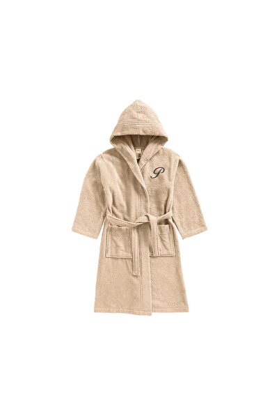 BYFT Daffodil Kids Hooded Bathrobe | Monogrammed Letter 'P' | Soft Cotton Com...