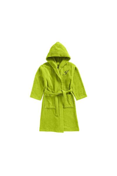 BYFT Daffodil Kids Hooded Bathrobe | Monogrammed Letter 'I' | Soft Cotton Com...