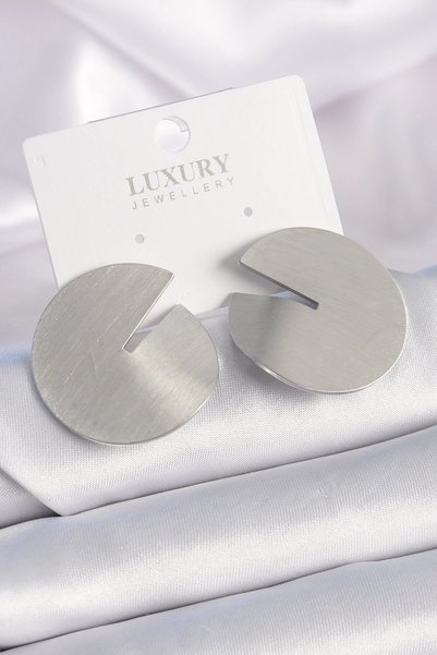 shopwave أقراط نسائية من النحاس الفضي طراز Rk Circle Plate Model