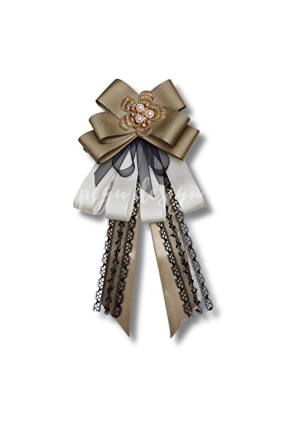 pegu baby collection LUXURY YEŞİL GROGREN KURDELE İNCİLİ ÇİÇEKLİ YAKA BROŞ,PA...