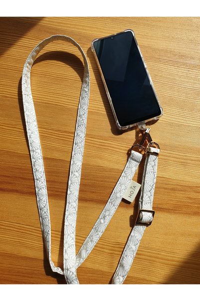 HOJA Store Phone Strap Compatible with All Phones - White Color Bag Strap - Shine Perla