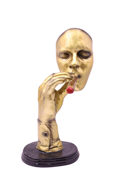 Generic تمثال وجه تجريدي بتصميم كلاسيكي - تمثال فني ذهبي حديث مصنوع من الراتن...