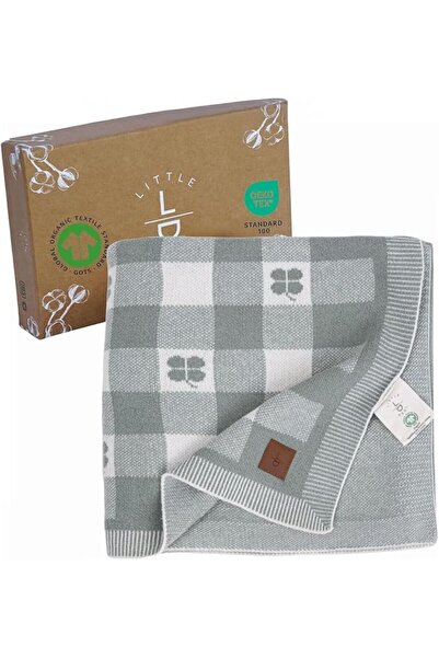 Next Baby Little Dedi Plaid 100% Cotton Mint Beige Clover Pattern Knitted Bab...
