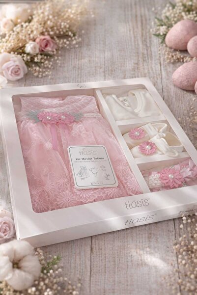 Tiasis Bebek Mevlüt özel Gün Elbisesi 0-3 ay 4 lü kutulu set