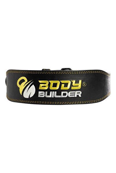 Body Builder Leather Belt, M, Yellow, Comfortable Leather, Prevent Back Injuries