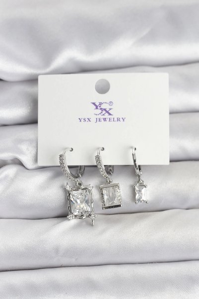 shopwave Silver Color Zircon Stone Women's Earrings