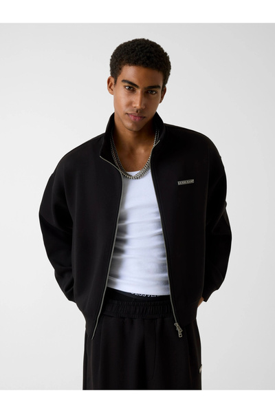 Guess Gj Scuba Full Zip Mock Neck Men's Black Sweatshirt M6Rq28Kd122-Jblk