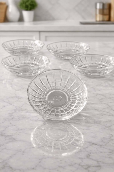 Paşabahçe 6-Piece Bakara Pattern Tea Plate - Crystal Cut Tea Plate