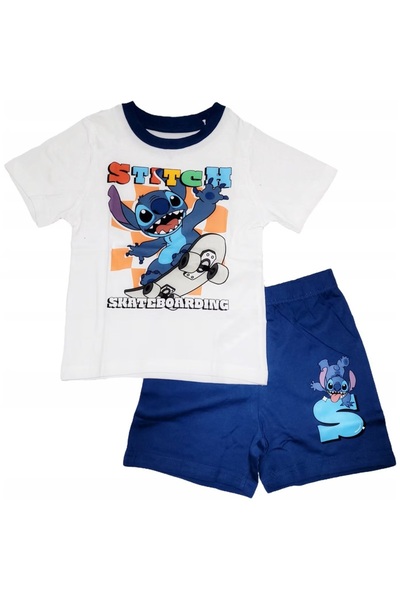 Lilo Co Πιτζάμες από Βαμβάκι Με κοντό μανίκι , Stitch Skateboarding