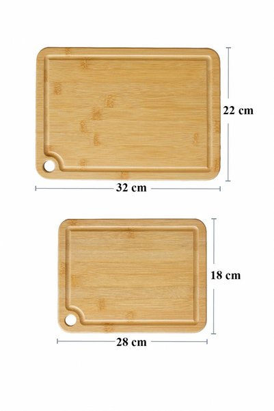 Evalins Lumo Bamboo 2-Piece Cutting Board Set - Natural Grooved Presentation and Cutting Board