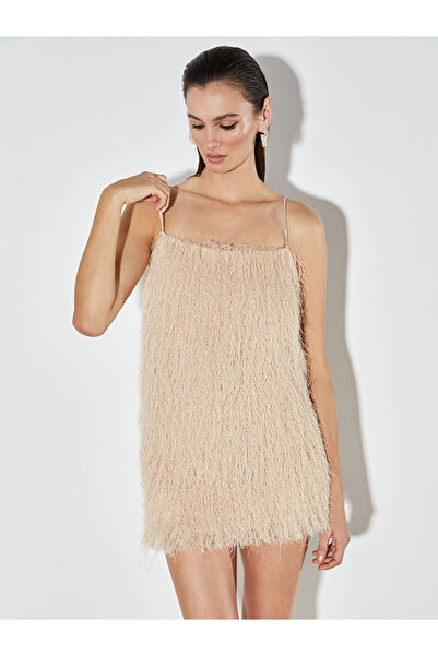 LC Waikiki New Season from Güli̇s Gi̇yi̇m Beige Square Neck Strap Knit Mini D...