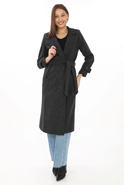 BY BASAK collection Women's Herringbone Cashmere Coat – Long Length Double-Br...