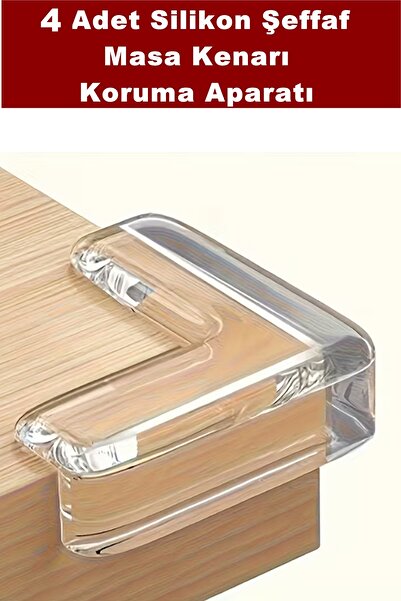 Kitchen Beauty 4 Adet Silikon Şeffaf Masa Kenarı Koruma Aparatı Köşe Koruyucu