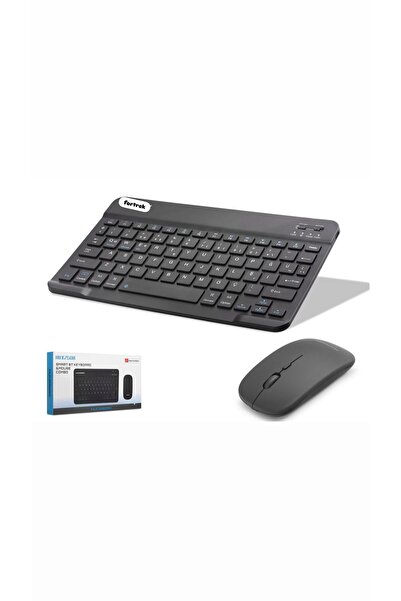 fortrek Tüm Cihazlara Uyumlu Şarj Edilebilir Bluetoothlu Kablosuz Klavye Mous...
