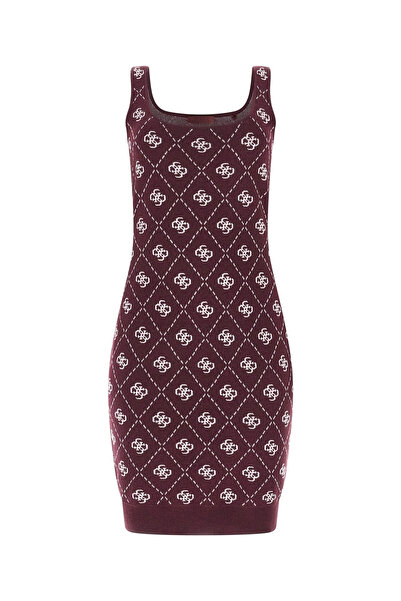 Guess Sarah 4g Sleeveless Knitwear Women Burgundy Dress W4Bk98Z3Jd2-F4T5