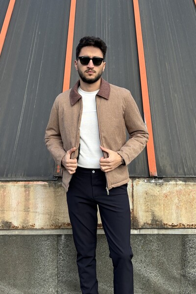 inpool Men, Collar Paneled , Double Zipper, Regular-Fit, Winter-Spring, Jacke...