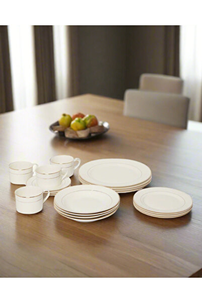 REDTAG White Dinner Set With Gold Rim (20 Piece)