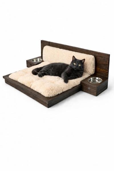 vegacraft Vega Craft Doğal Çam Ağacı El Yapımı Kedi Köpek Yatağı - Modern Ahş...