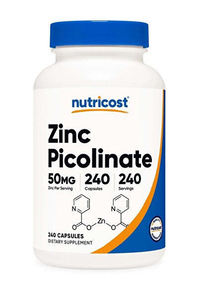 Nutricost بيكولينات الزنك، 50 ملغ زنك لكل جرعة، 240 كبسولة