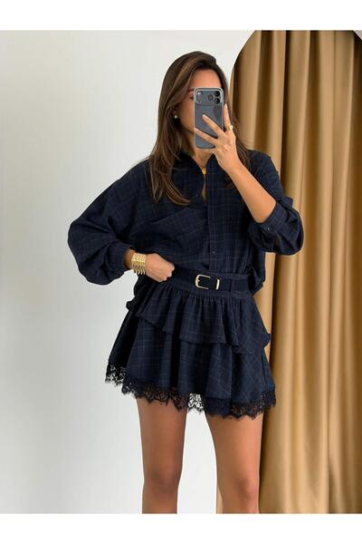 Coral Loose Shirt with Front Pocket 34502 Navy Blue