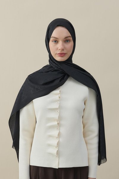 diorel Imported Cotton Silk Shawl Black
