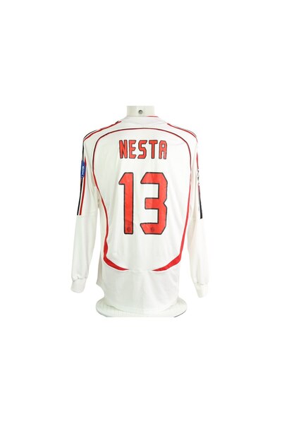Lion Spor Milan 2007 Nesta White Long Sleeve Away Jersey