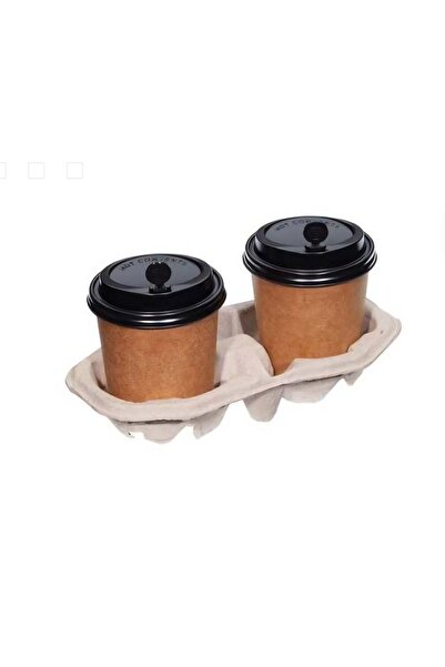 alenked Viyol Cardboard Cup Carrier 2 Compartments 50 Pieces