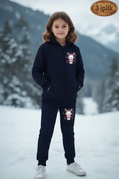 cm buseyiz Set de trening pentru fete, cu cu căptușeală din fleece fire, Rabb...