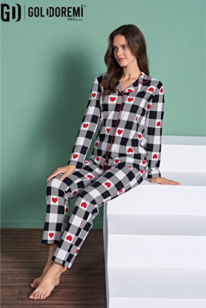 gd goldoremi 1958 Women's Shirt Collar Front Buttoned Heart Plaid Long Sleeve...