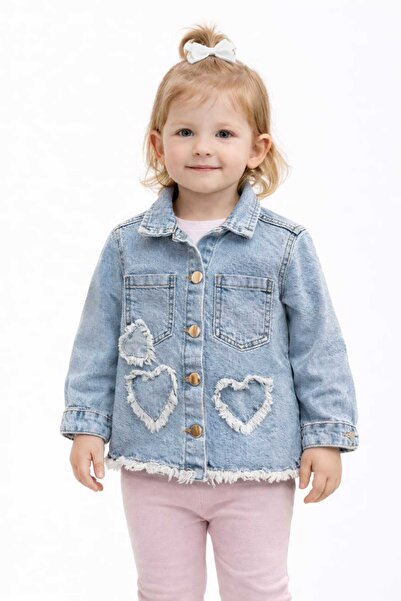 CarnavalKids kız çocuk kalp detaylı kot ceket