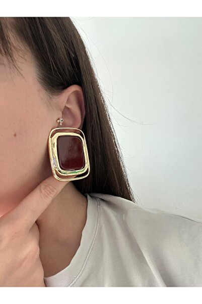 Charmist أقراط فولاذية كاريم بلون بورجوندي