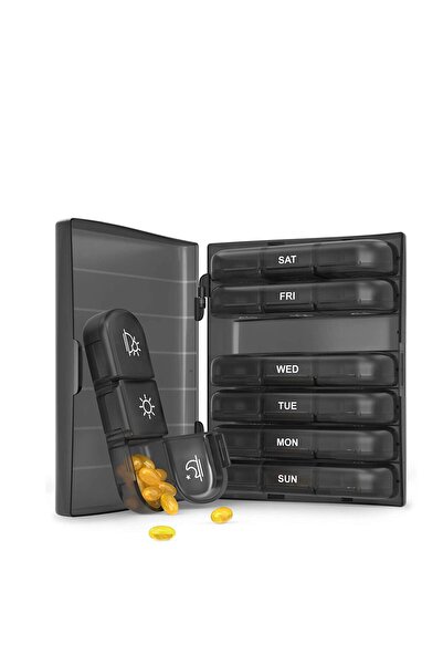 Store صندوق تخزين أدوية أسبوعي بـ 21 خانة لمدة 7 أيام، مع غطاء قابل للطي، خال...