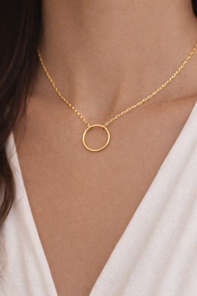 Busta Boutique 925 Ayar Gümüş Zincirli Minimal Halka Kolye