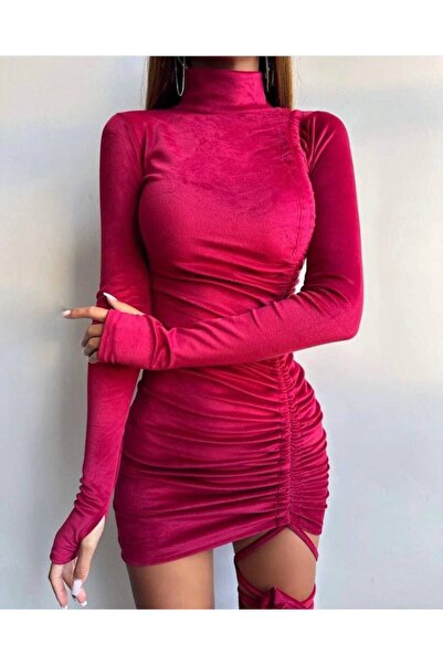 BY BASAK collection Γυναικείο μίνι φόρεμα με μακρυμάνικο λαιμόκοψη και λεπτομ...