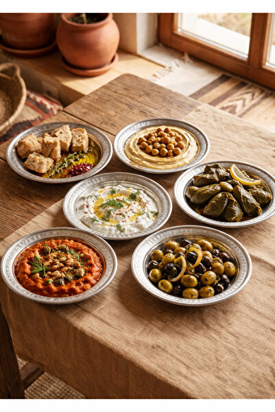 YUNUSOĞLU HOME Set of 6 Authentic Hammered Patterned Steel Presentation Plate...