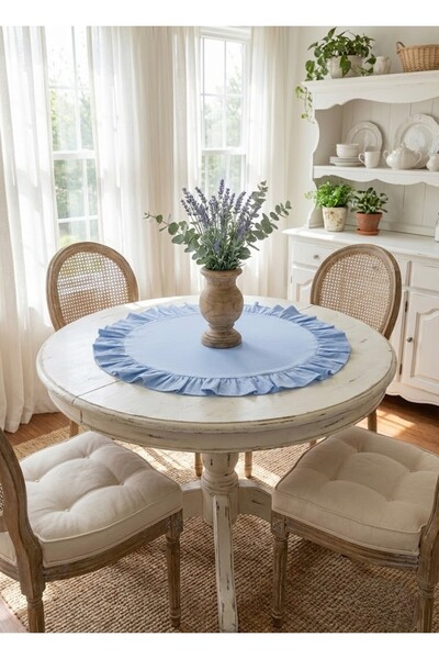 Mery Tekstil Zarif Fırfırlı Yuvarlak Runner 60 CM