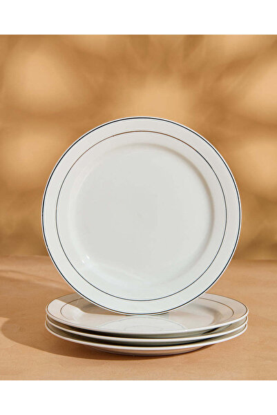 REDTAG White Dinner Plate with Gold Rim – 4 Piece Set